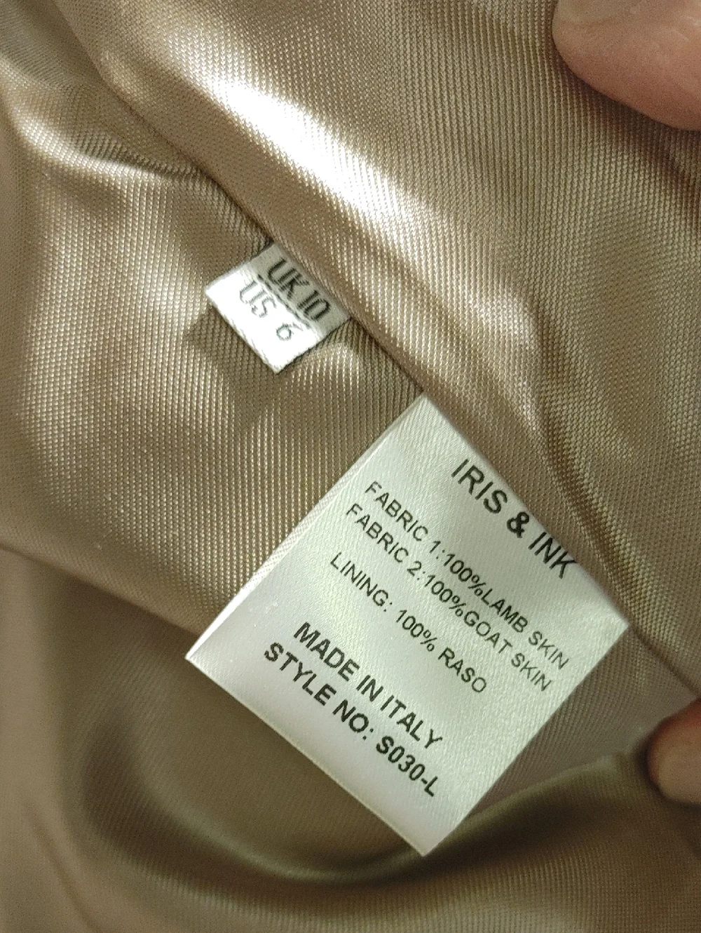 Iris & Ink Taupe Lamb Leather A-Line Skirt Size 6 - Picture 9 of 16